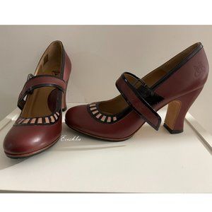 Fluevog Miracles Resurrection Buckled Mary Jane Heel Burgundy Size 9